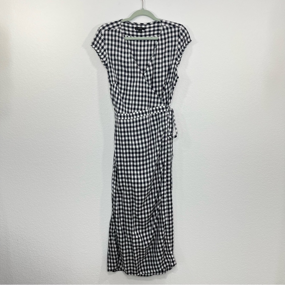 J.Crew NWOT Viscose Midi wrap dress in gingham size Small - Picture 2 of 8